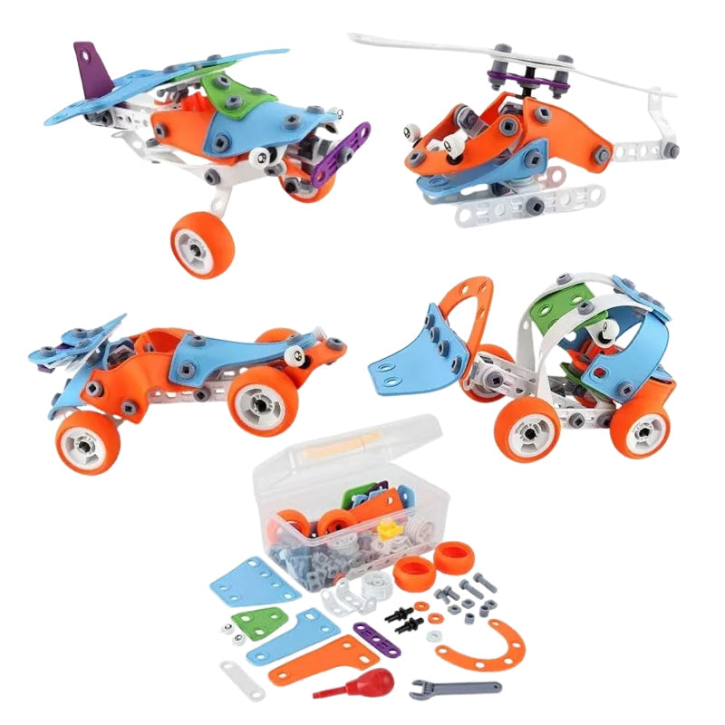 Building Toys for Kids 6 in 1 Engineering Learning Toys educational Build Play Toys DIY Building Blocks Construction Toys for Boys Girls Ages 6