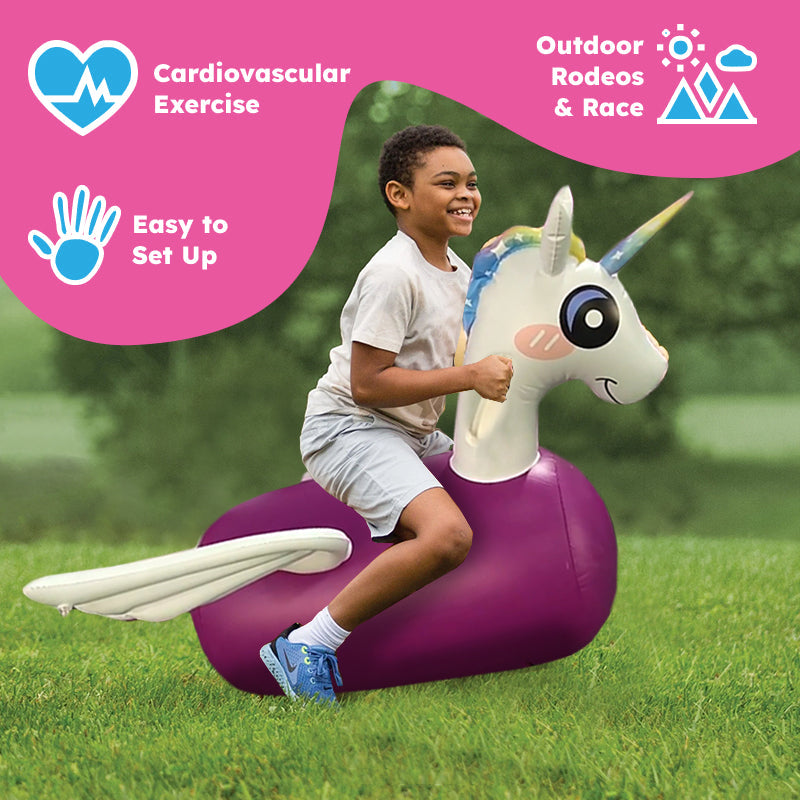 Inflatable ride on orders unicorn