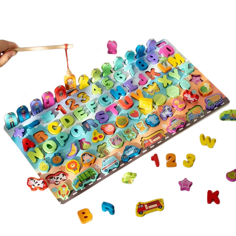 Montessori Letters and Numbers Fishing Board