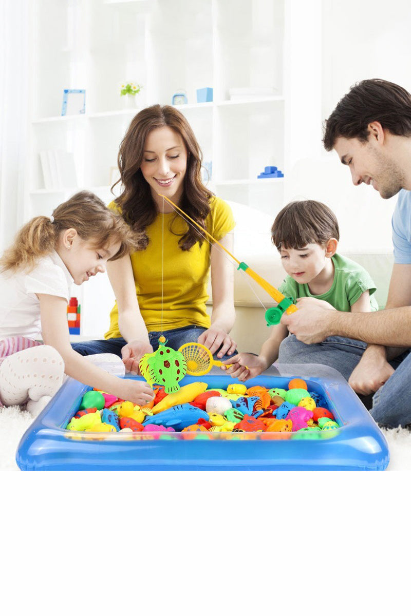 Kids Magnetic Fishing Pool Toys Game - Water Table Bathtub Party Toy with  Pole Rod Net Floating Fish Toddler Color Ocean Animals 